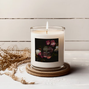 Moody Floral Wedding Dark Romantic Black Burgundy Square Sticker