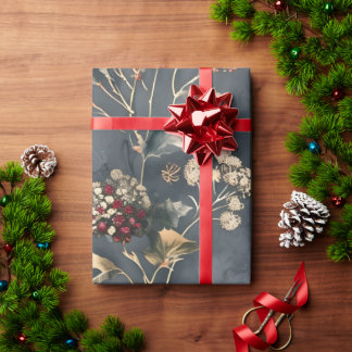 Moody Floral Winter Wrapping Paper