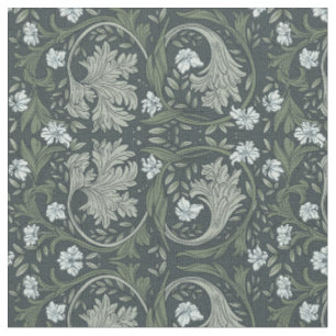 moody florals Acanthus greenery plant damask Fabric