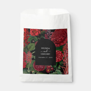 Moody Florals Black Arch Burgundy Red Wedding Favour Bags