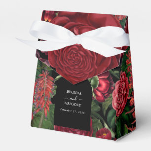 Moody Florals Black Arch Burgundy Red Wedding Favour Box