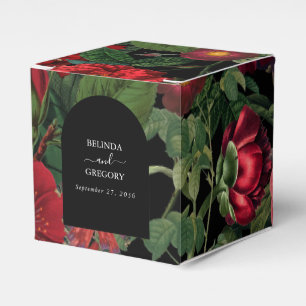 Moody Florals Black Arch Burgundy Red Wedding Favour Box