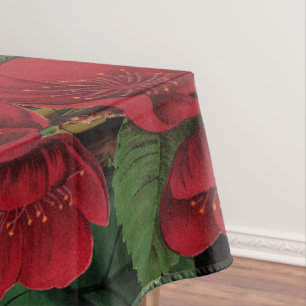 Moody Florals Black & Burgundy Vintage Tablecloth