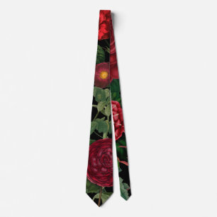 Moody Florals Black & Burgundy Vintage  Tie