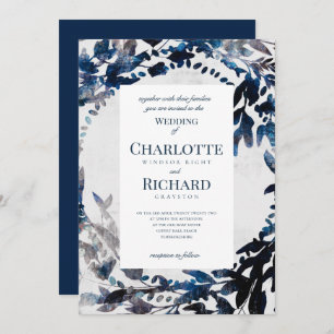 Moody Florals watercolour wedding Invitation