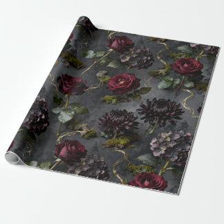 Moody Flower  Dark Floral Gift Wrapping Paper