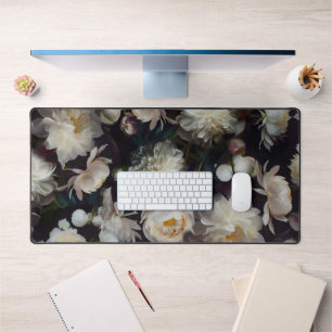 Moody Flowers Dahlias and Roses Desk Mat