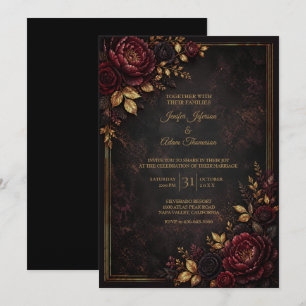 Moody Flowers Wedding Invitation