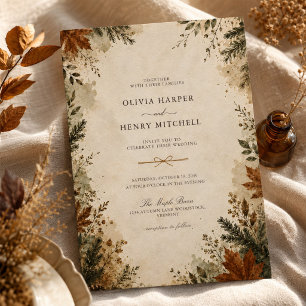 Moody Forest Rustic Seasonal Autumn Winter Wedding Invitation