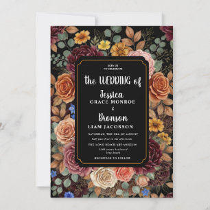 Moody Full Floral Wedding Invitation Design