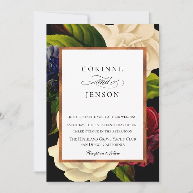Moody Garden Floral Wedding Invitation (Front)