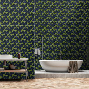 Moody Gingko Navy Blue Floral Pattern Wallpaper