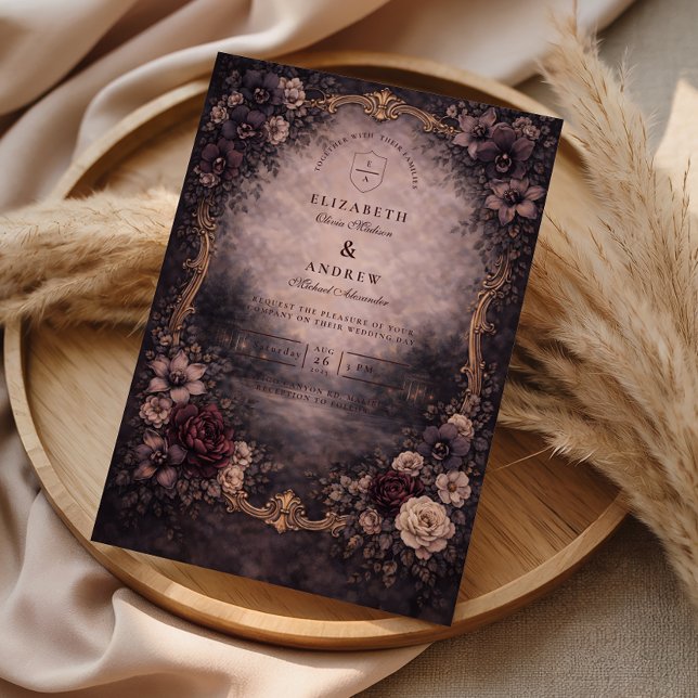 Moody Gold Baroque Wedding Invitation (Creator Uploaded)