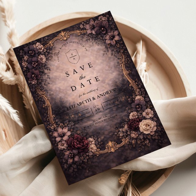 Moody Gold Baroque Wedding Save The Date (Creator Uploaded)