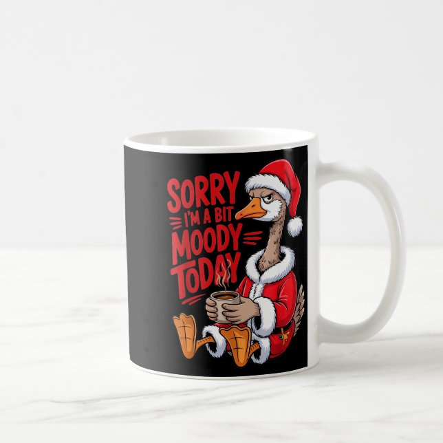 Moody Goose Christmas Santa Suit Coffee Humor Art  Coffee Mug (Right)