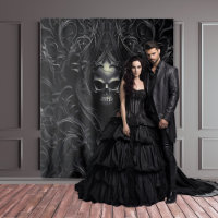 Moody Gothic Black Filigree & Skull XLarge