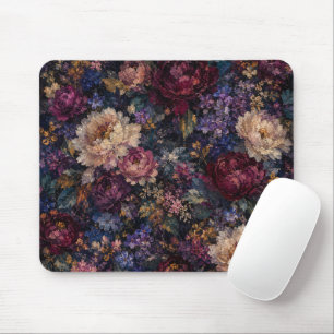 Moody gothic botanical Impressionist Floral  Mouse Mat