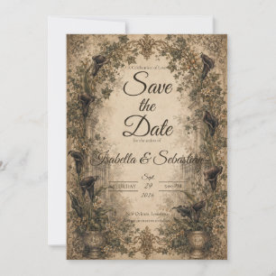 Moody Gothic Botanical Wedding Save The Date
