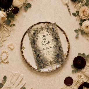 Moody Gothic Botanical Wedding Save The Date