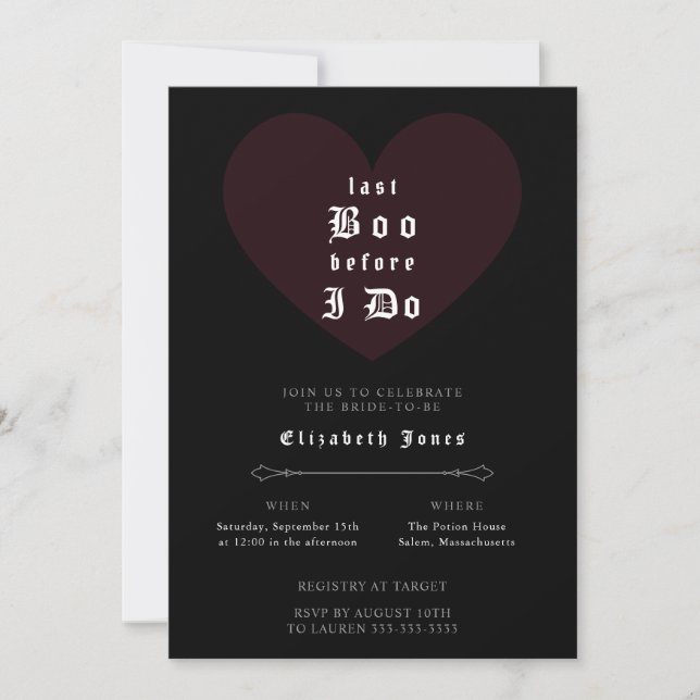 Moody Gothic Bridal Shower Invitation (Front)