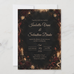 Moody Gothic Candlelit Wedding Invitation