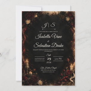 Moody Gothic Candlelit Wedding Invitation