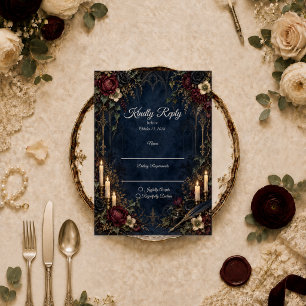 Moody Gothic Candlelit Wedding RSVP Card