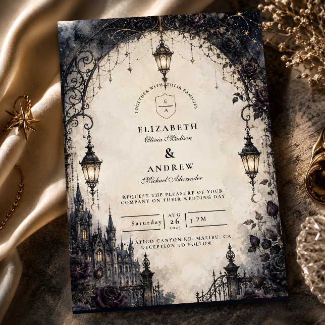 Moody Gothic Celestial Wedding Invitation (Creator Uploaded)