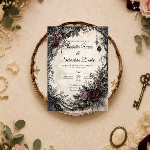 Moody Gothic Christmas Wedding Invitation