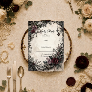 Moody Gothic Christmas Wedding RSVP Card