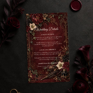 Moody Gothic Dark Academia Wedding Enclosure Card