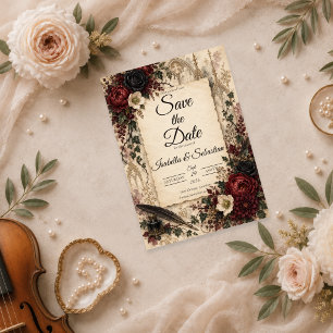 Moody Gothic Dark Academia Wedding Save The Date