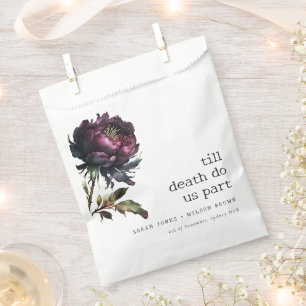 Moody Gothic Dark Purple Black Peony Wedding Favour Bags