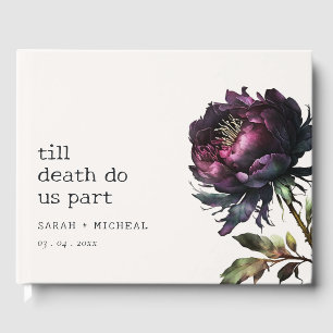 Moody Gothic Dark Purple Black Peony Wedding Guest Book