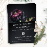 Moody Gothic Dark Purple Black Peony Wedding Save The Date<br><div class="desc">Moody Gothic Purple Black Peonies Theme Collection.- it's an elegant watercolor Illustration of moody dark purple gothic floral perfect for your luxury gothic wedding and parties. It’s very easy to customise,  with your personal details. If you need any other matching product or customisation,  kindly message via Zazzle.</div>