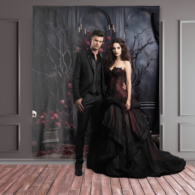 Moody Gothic Dark Room with Mauve Roses XLarge Tapestry (Creator Uploaded)