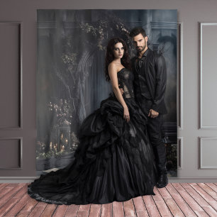 Moody Gothic Dark Veiled Arch & Lanterns XLarge Tapestry