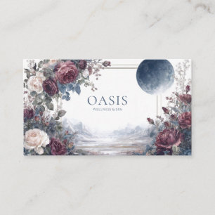 Moody Gothic Floral Full Moon Ethereal Landscape Business Card