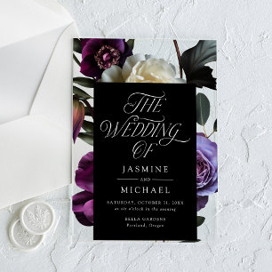 Moody Gothic Floral Wedding Acrylic Invitations