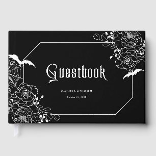 Moody Gothic Floral Wedding Black Guest Book