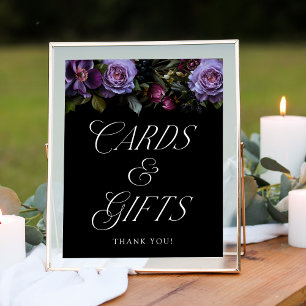 Moody Gothic Floral Wedding Cards and Gifts Sign