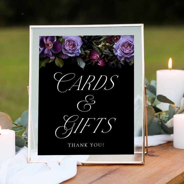 Moody Gothic Floral Wedding Cards and Gifts Sign (Creator Uploaded)