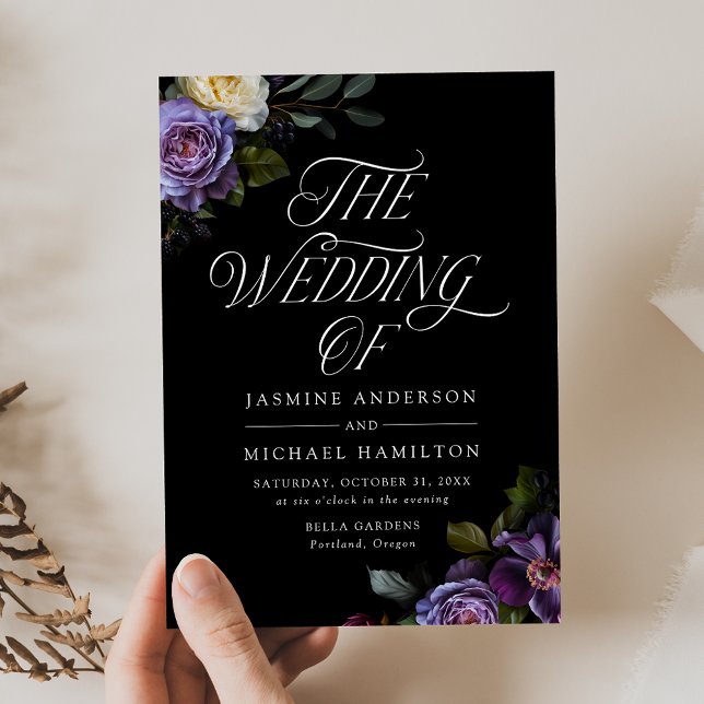 Moody Gothic Floral Wedding Invitation (Creator Uploaded)