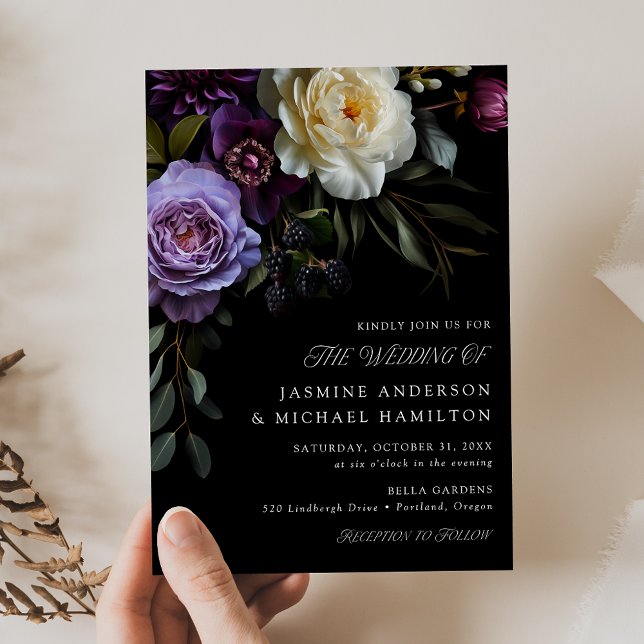 Moody Gothic Floral Wedding Invitation (Creator Uploaded)