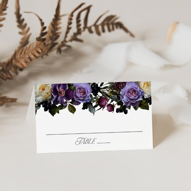 Moody Gothic Floral Wedding Place Card (Creator Uploaded)