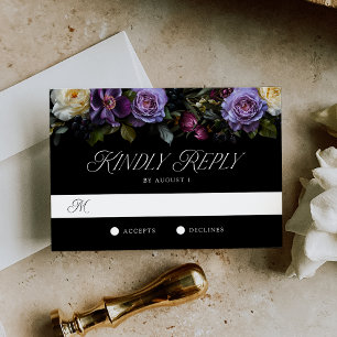 Moody Gothic Floral Wedding RSVP Card