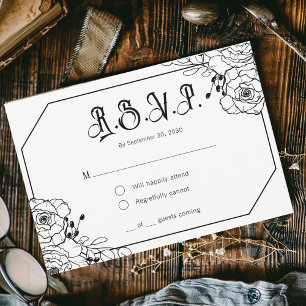 Moody Gothic Floral Wedding RSVP Enclosure Card