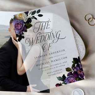 Moody Gothic Floral Wedding Vellum Invitations
