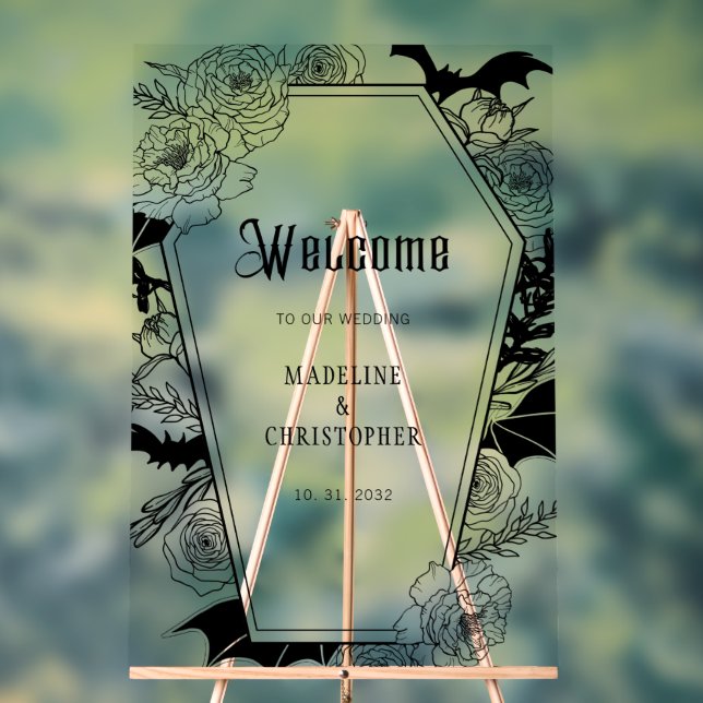 Moody Gothic Floral Wedding Welcome Sign (Neutral)