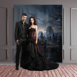 Moody Gothic Haunted Moonlit Graveyard XLarge Tapestry